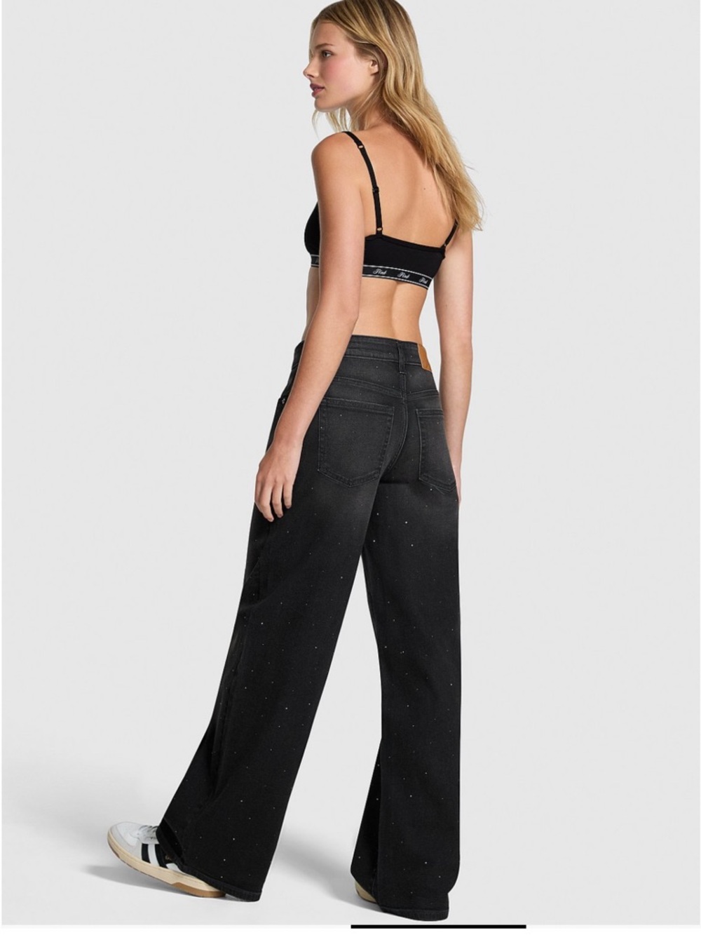 Victoria's Secret Women’s Boyfriend Wide Leg Jeans in Black - Picture 3 of 9
